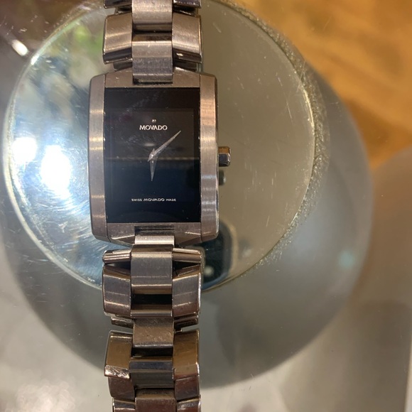 Movado Other - Movado Men's Eliro Rectangle Black Dial Stainless Steel Bracelet Watch 0…